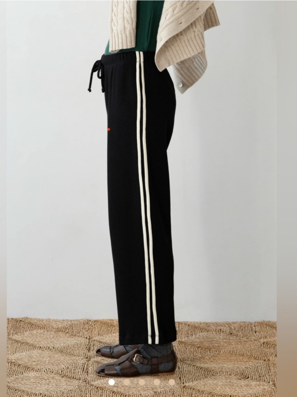 DONNI Thermal Crop Stripe Pant Jet Black Size Small - Picture 4 of 12